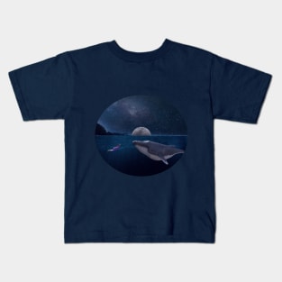 Whale and diving woman Kids T-Shirt